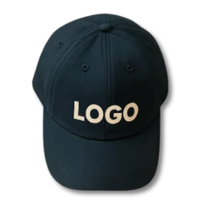 Navy blue cap with printed logo for corporate and event promotions