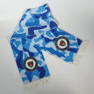 Blue fan scarf with custom printed branding – Textile Promos