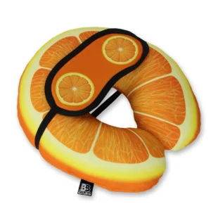 U-Shaped Travel Pillow and Sleep Mask Set with Orange Slice Print