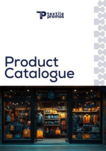 Textile Promos product catalogue cover showcasing branded promotional textile products.