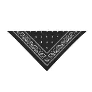 Custom Printed Triangle Bandana – Black and White Paisley Design for Promotional Use