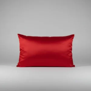 Red Satin Pillowcase made from smooth satin fabric, ideal for hotels, beauty brands, and premium promotional sets by Textile Promos